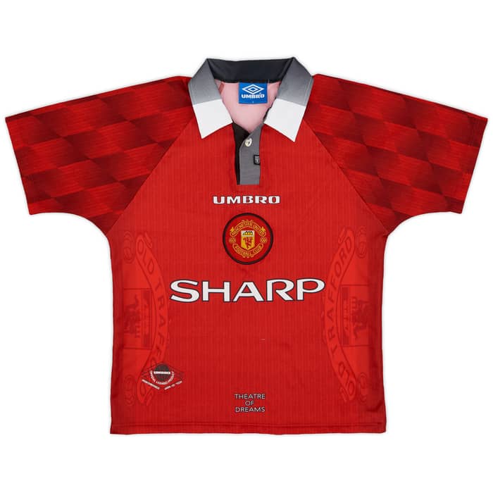 1996-98 Manchester United Home Shirt Butt #8 - 8/10 - (Y)