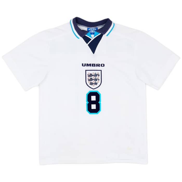 1995-97 England Home Shirt Gascoigne #8 - 8/10 - (M)