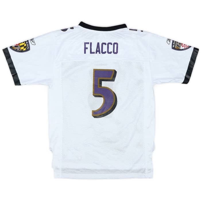 2008-11 Baltimore Ravens Flacco #5 Reebok On Field Away Jersey - 7/10 - (L.Boys)