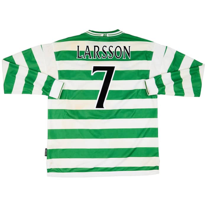 1999-01 Celtic Home L/S Shirt Larsson #7 - 7/10 - (XXL)