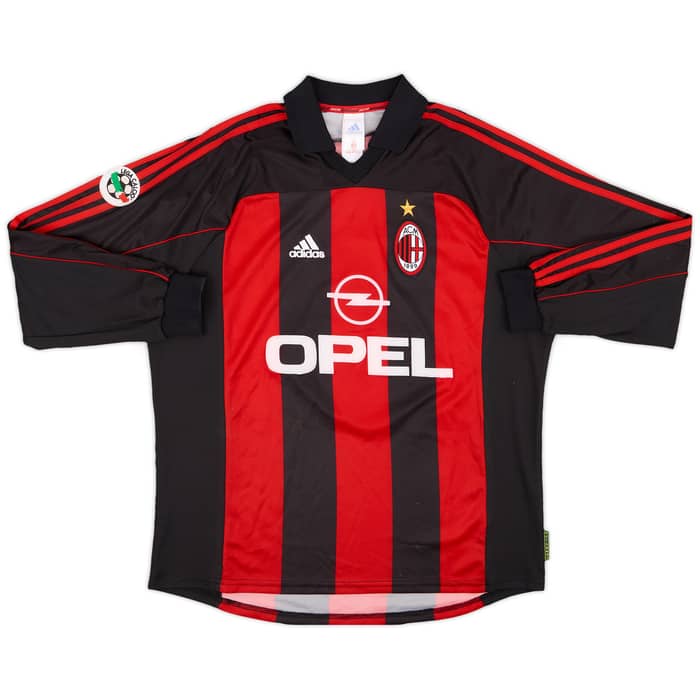 2000-02 AC Milan Match Issue Home L/S Shirt Albertini #4