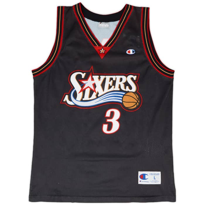 1997-00 Philadelphia 76ers Iverson #3 Champion Away Jersey - 7/10 - (L)