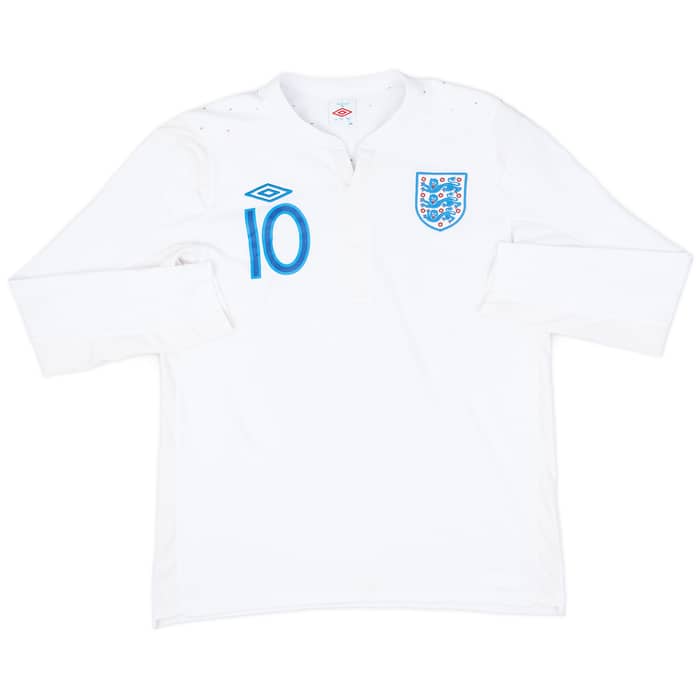 2010-11 England Home L/S Shirt Rooney #10 - 8/10 - (L)