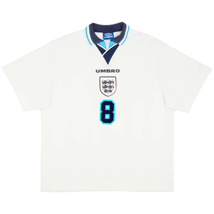1995-97 England Home Shirt Gascoigne #8 - 7/10 - (XXL)