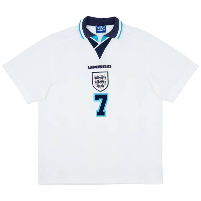 1995-97 England Home Shirt Beckham #7 - 8/10 - (XL)