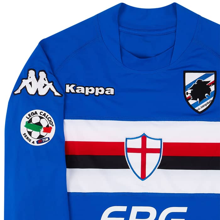 2009-10 Sampdoria Match Issue Home L/S Shirt Mannini #7