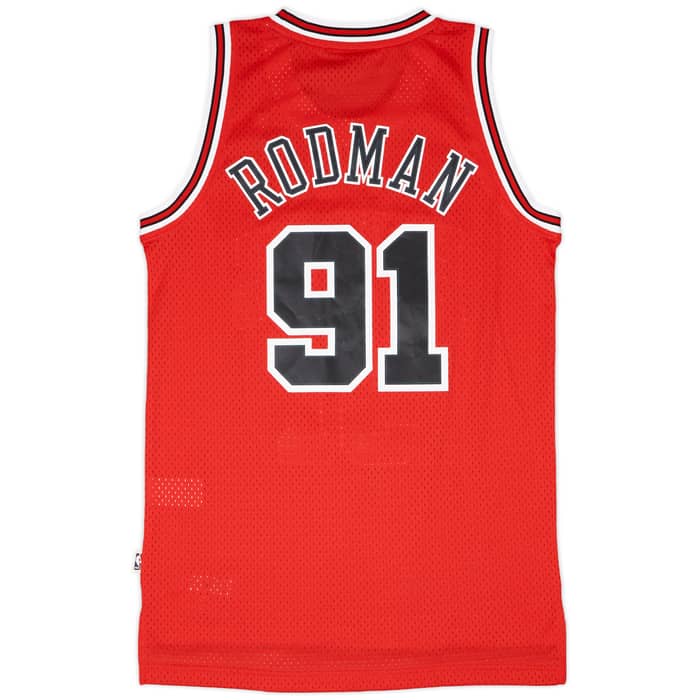 1995-98 Chicago Bulls Rodman #91 adidas Swingman Hardwood Classics Away Jersey - 9/10 - (S)