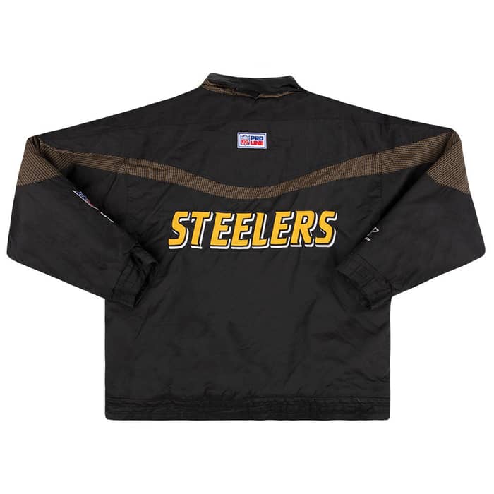 1990s Pittsburgh Steelers Logo Athletic Rain Coat L