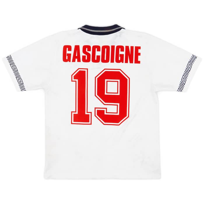 1990-92 England Home Shirt Gascoigne #19 - 5/10 - (S)