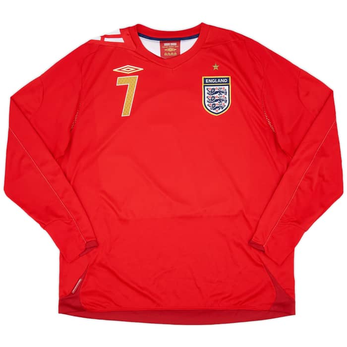 2006-08 England Away L/S Shirt Beckham #7 - 8/10 - (XXL)