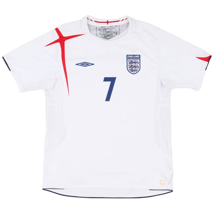 2005-07 England Home Shirt Beckham #7 - 7/10 - (L)