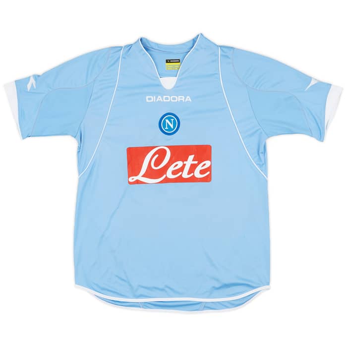 2007-08 Napoli Home Signed Shirt #4 - 7/10 - (L)