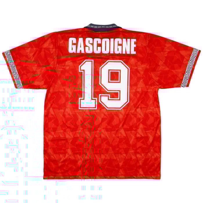 1990-93 England Away Shirt Gascoigne #19 - 6/10 - (XL)