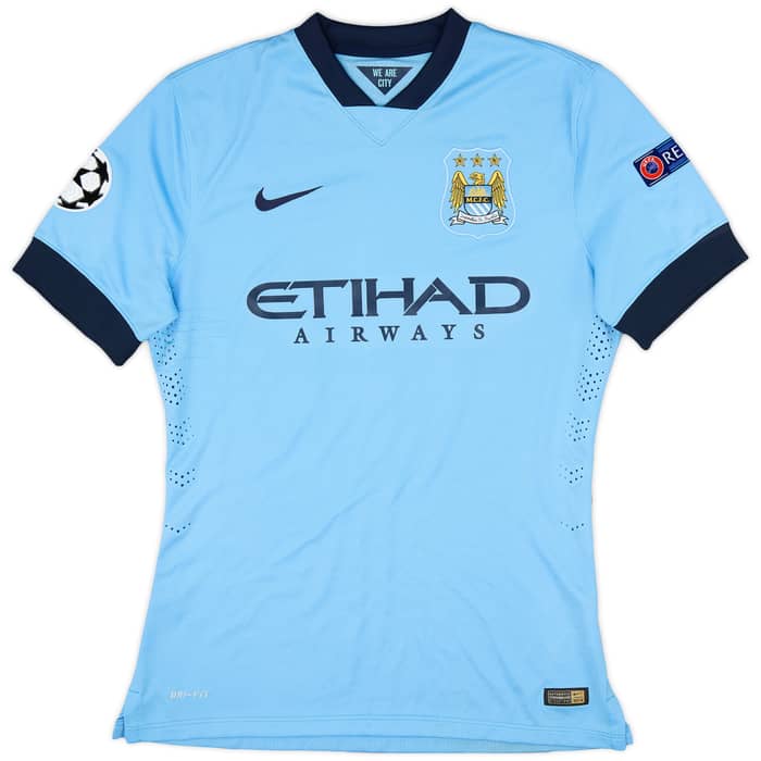 2014-15 Manchester City Match Issue Champions League Home Shirt Kompany #4