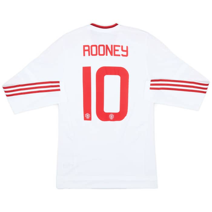 2015-16 Manchester United Player Issue Away L/S Shirt Rooney #10 (S/M)