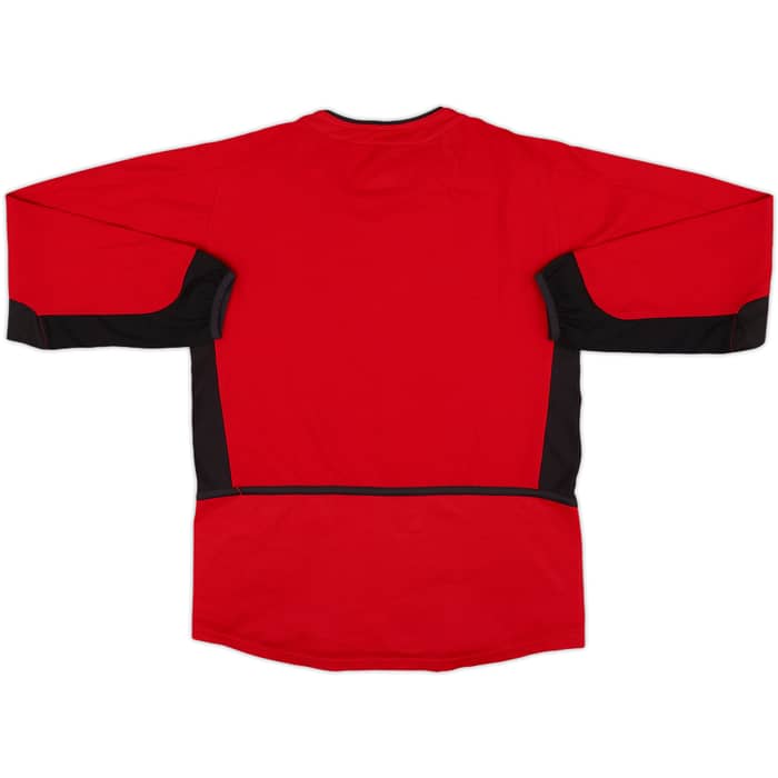 2002-04 Manchester United Home L/S Shirt - 8/10 - (M.Boys)