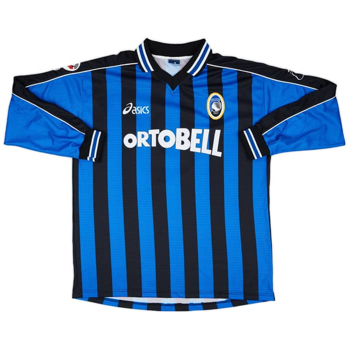 2000-01 Atalanta Match Issue Home L/S Shirt Rossini #9