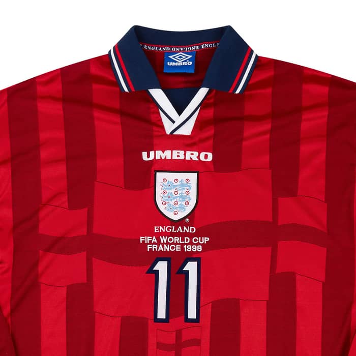 1998 England Match Issue World Cup Away L/S Shirt McManaman #11