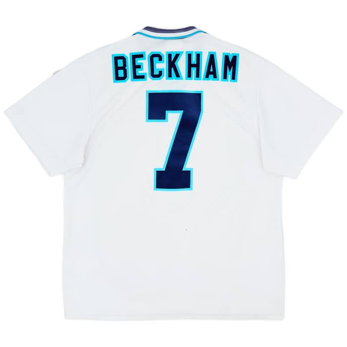 1995-97 England Home Shirt Beckham #7 - 5/10 - (XL)