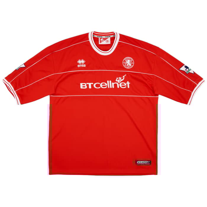 2001-02 Middlesbrough Match Worn Home Shirt Deane #10