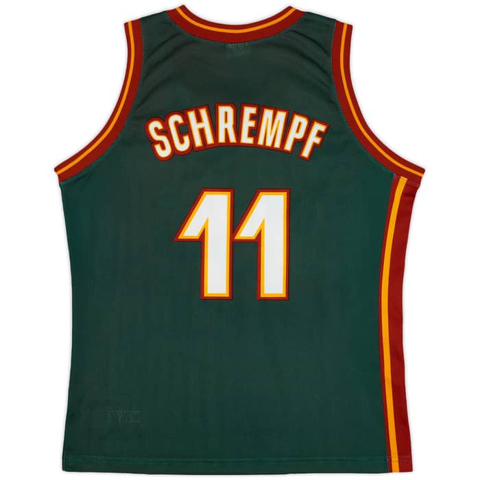 1995-99 Seattle Supersonics Schrempf #11 Champion Away Jersey - 9/10 - (L)