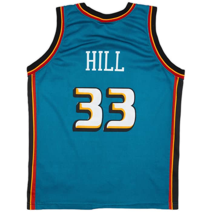 1996-00 Detroit Pistons Hill #33 Champion Away Jersey - 9/10 - (XL.Boys)