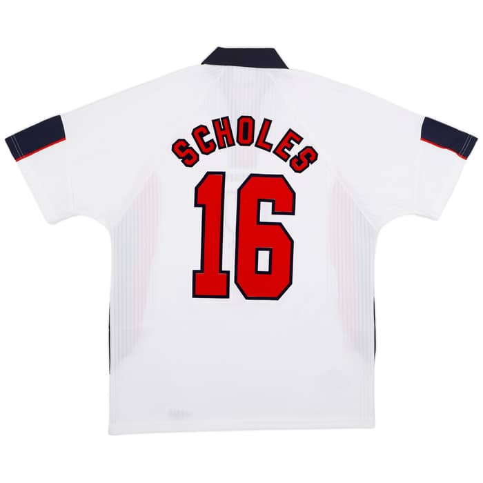 1997-99 England Home Shirt Scholes #16 - 9/10 - (L)