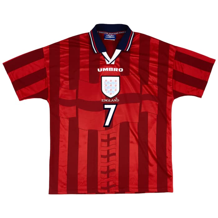 1997-99 England Away Shirt Beckham #7 - 6/10 - (L)