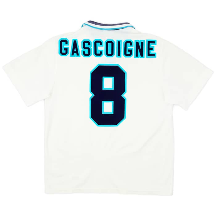 1995-97 England Home Shirt Gascoigne #8 - 8/10 - (L)