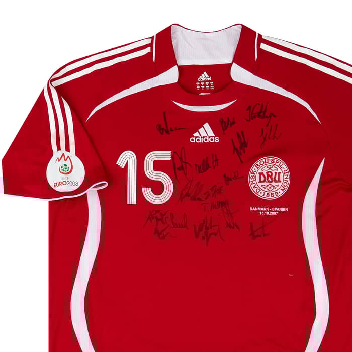 2007 Denmark Match Issue Signed Home Shirt #15 (Wurtz) v Spain