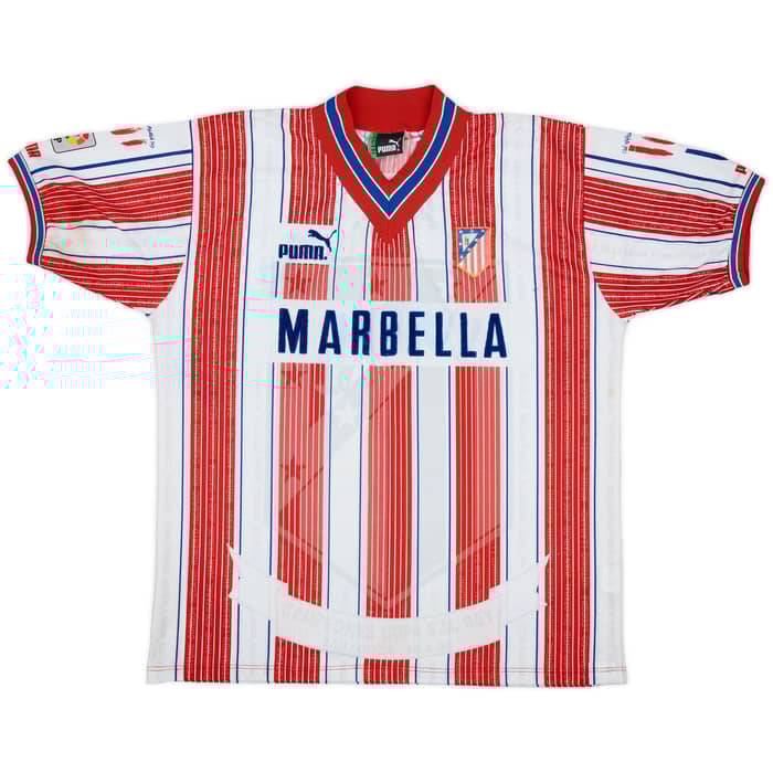 1995-96 Atletico Madrid Copa Del Rey Final Home Shirt 'J.Padron' - 5/10 - (XL)