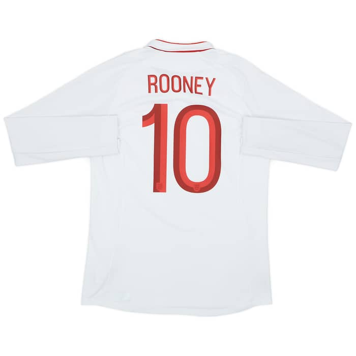 2012-13 England Home L/S Shirt Rooney #10 - 8/10 - (M)