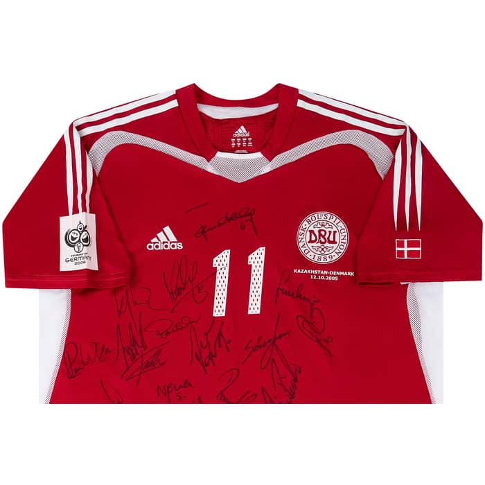 2005 Denmark Match Worn Signed Home Shirt #11 (Rommedahl)