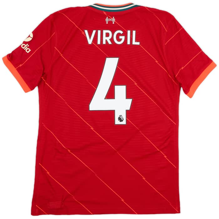 2021-22 Liverpool Authentic Home Shirt Virgil #4 - 9/10 - (M)