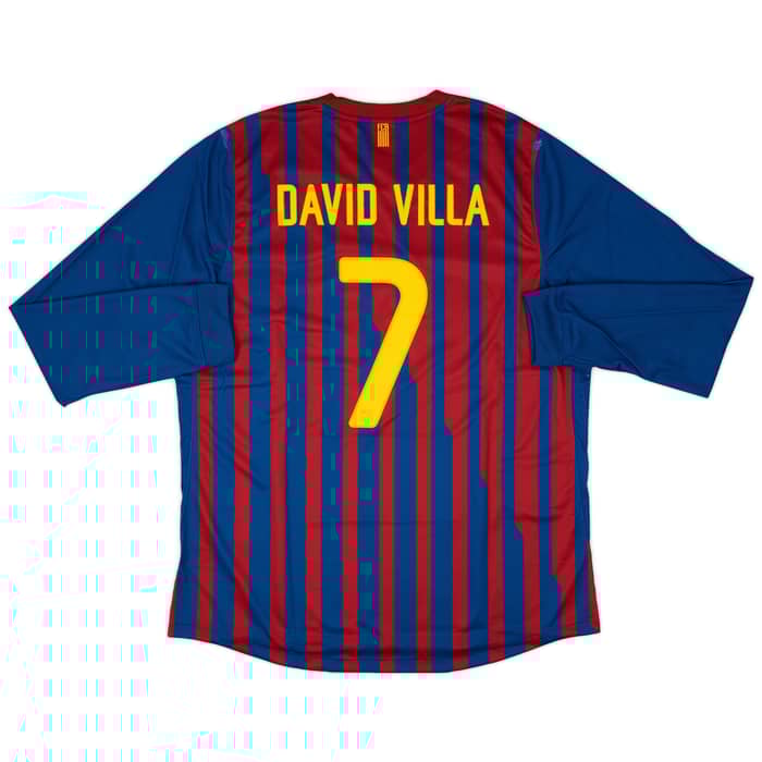 2011-12 Barcelona Player Issue Home L/S Shirt David Villa #7 (XXL)