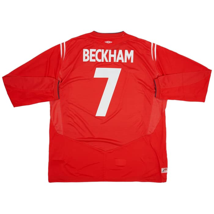 2004-06 England Away L/S Shirt Beckham #7 (XXL)