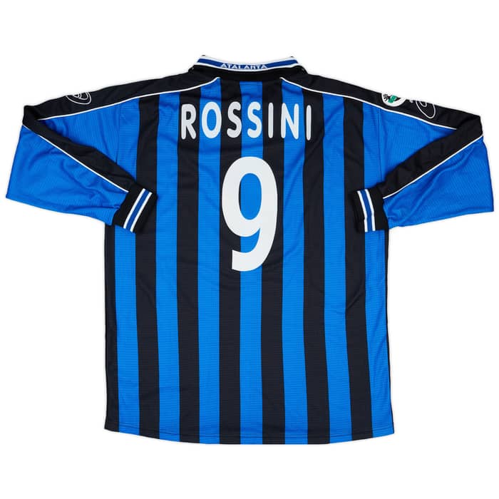 2000-01 Atalanta Match Issue Home L/S Shirt Rossini #9