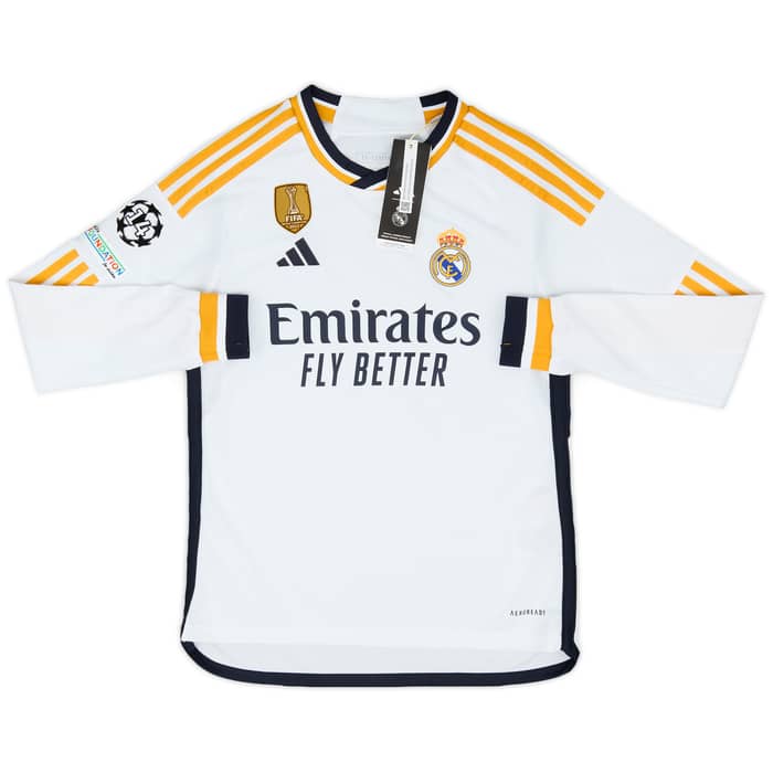 2023-24 Real Madrid Home CL L/S Shirt (KIDS)