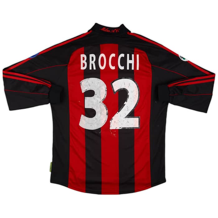 2001-02 AC Milan Match Issue Home L/S Shirt Brocchi #32