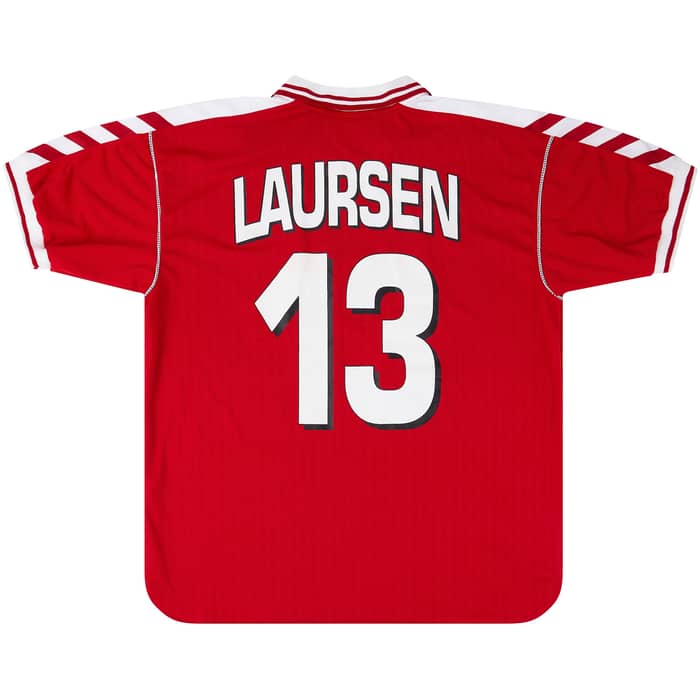 1998 Denmark Match Issue Signed World Cup Home Shirt Laursen #13