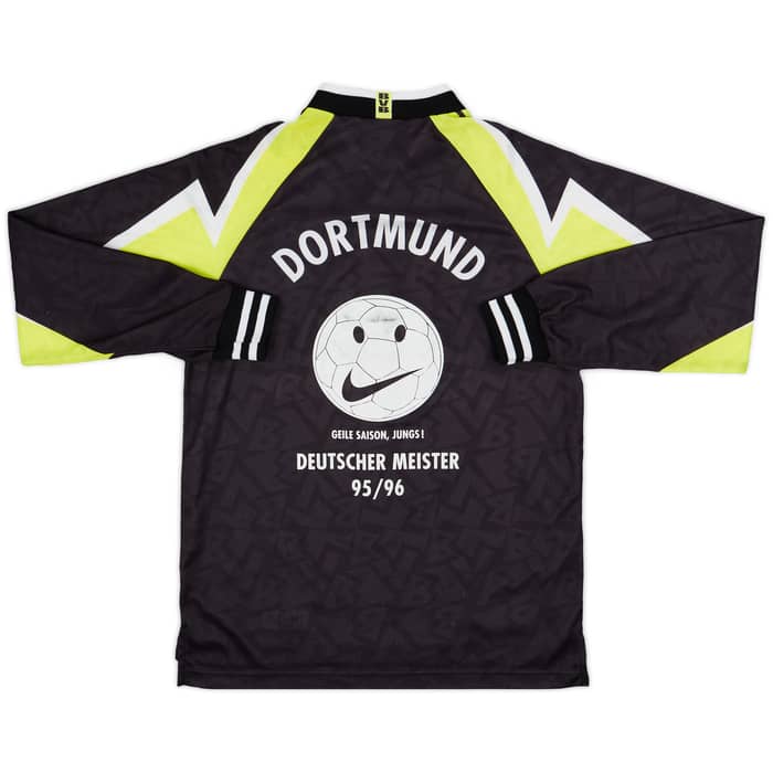 1995-96 Borussia Dortmund Deutscher Meister Away L/S Shirt - 8/10 - (XL.Boys)