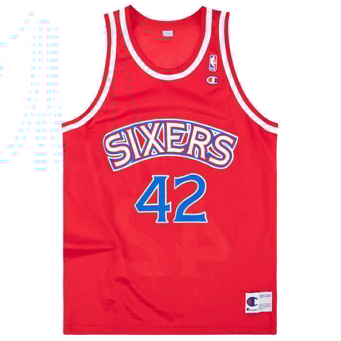 1995-97 Philadelphia 76ers Stackhouse #42 Champion Jersey (Away) XL