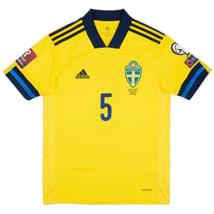 2021 Sweden Match Issue Home Shirt Bengtsson #5