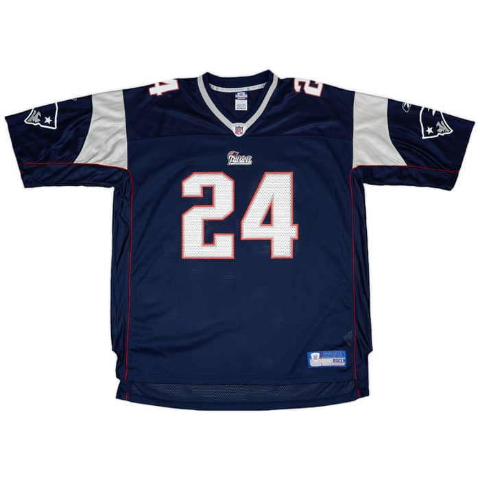 2002-04 New England Patriots Law #24 Reebok On Field Home Jersey - 9/10 - (XXL)