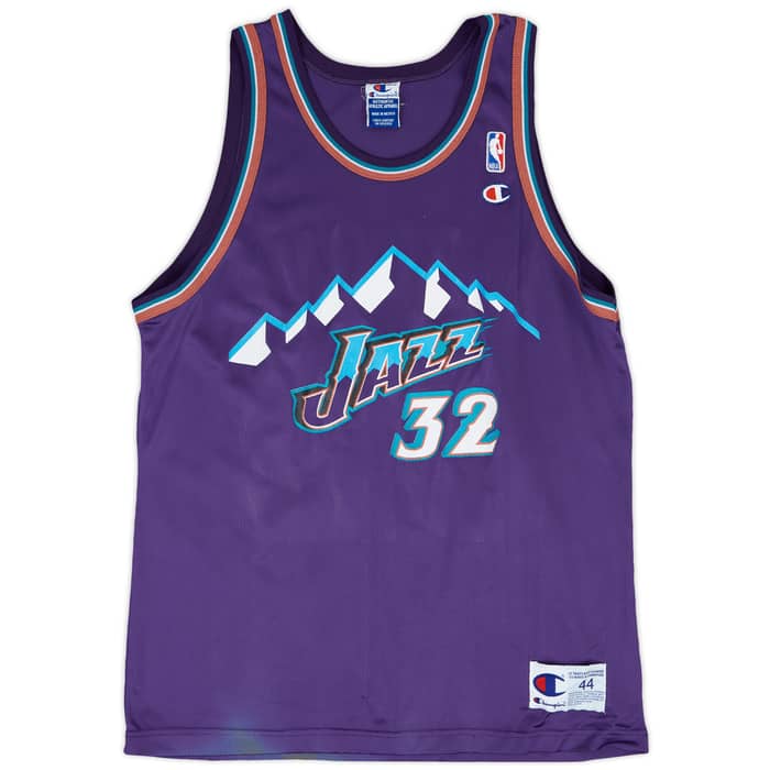 1996-02 Utah Jazz Malone #32 Champion Away Jersey - 5/10 - (L)