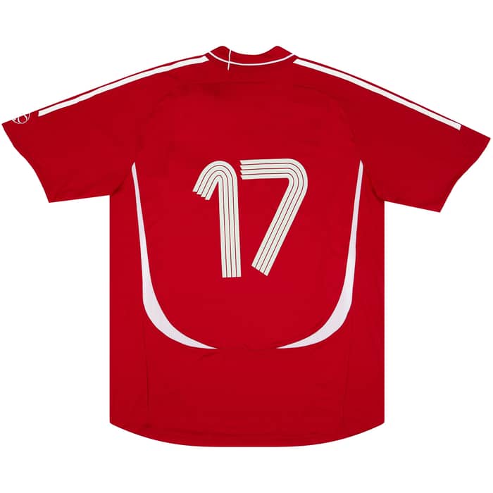 2006 Denmark Match Worn Signed Home Shirt #17 (Poulsen) v Portugal