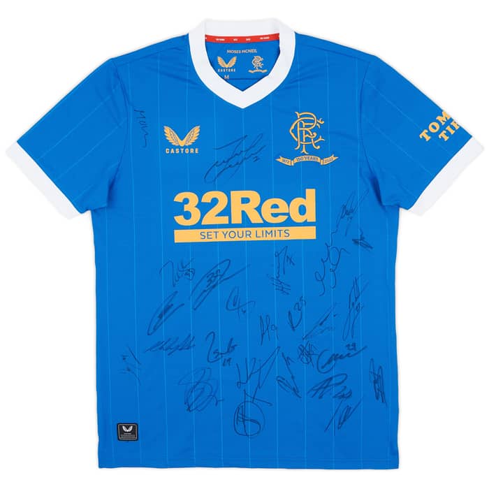 2021-22 Rangers Match Issue Squad Signed Home Shirt Bacuna #22