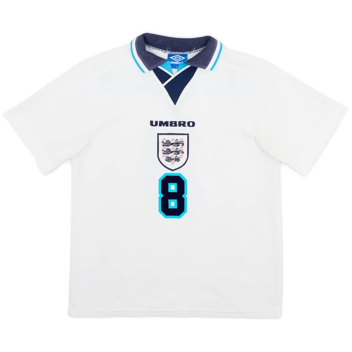 1995-97 England Home Shirt Gascoigne #8 - 8/10 - (M)