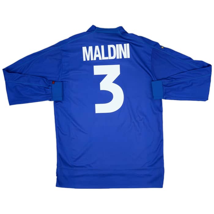 1998-99 Italy Home L/S Shirt Maldini #3 - 8/10 - (XL)