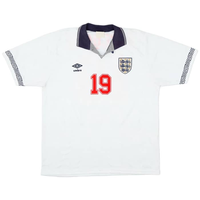1990-92 England Home Shirt Gascoigne #19 - 8/10 - (XL)